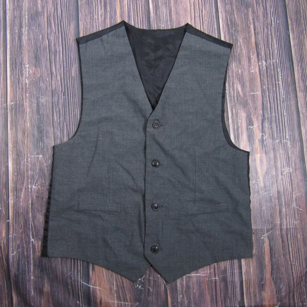 Suit Vest Mens XS Gray Formal Waistcoat Button Front Wedding 3 Piece